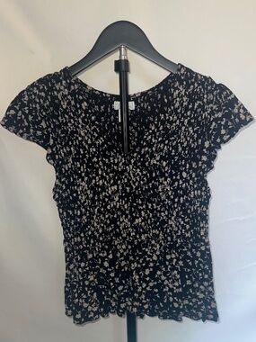 Black Floral Smocked Babydoll Top | S